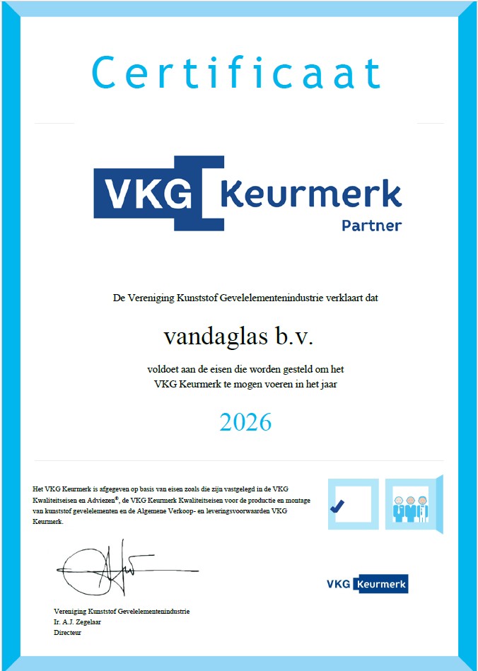 Vandaglas bv VKG keurmerk 2026